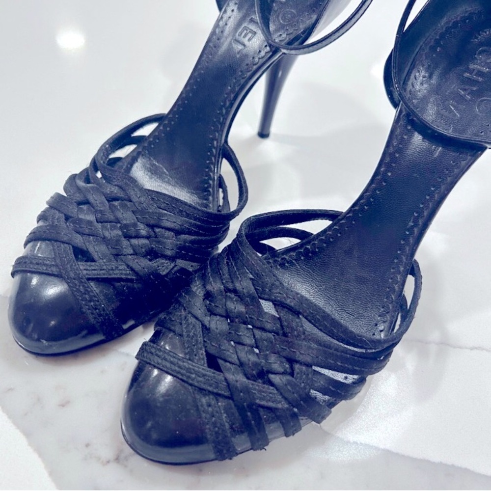 CHANEL CAP TOE CC ANKLE STRAP HEEL